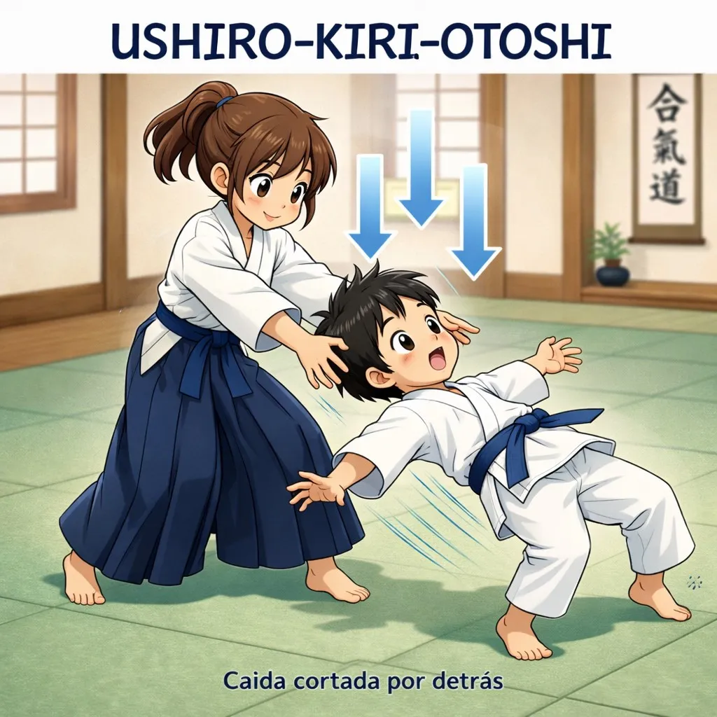 Ilustración de Ushiro kiri otoshi